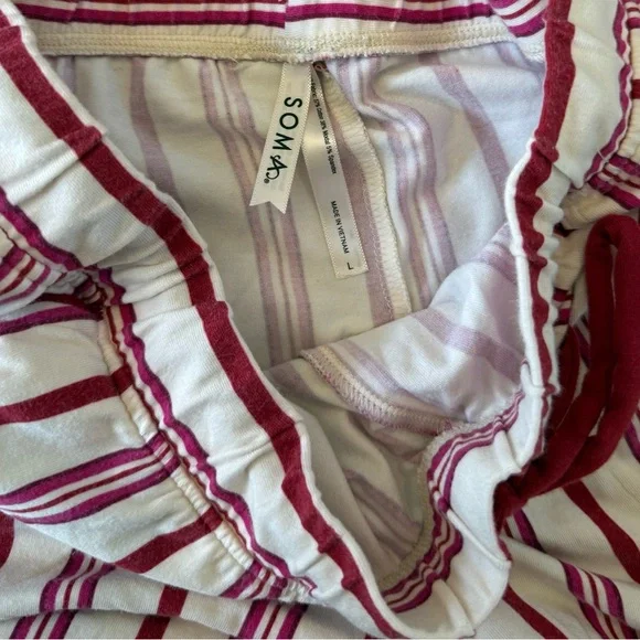Soma Cool Nights Pajama Pants Red White Stripe Size L Soft Lounge - Picture 6 of 6